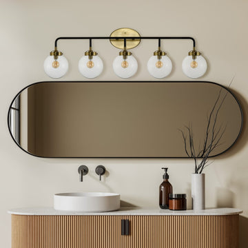 Caleb Brass Vanity Wall Sconce Clear